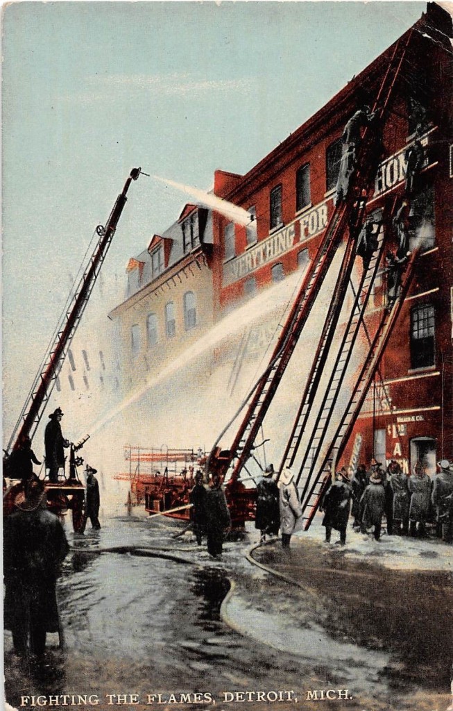 1911 postcard fighting the flames